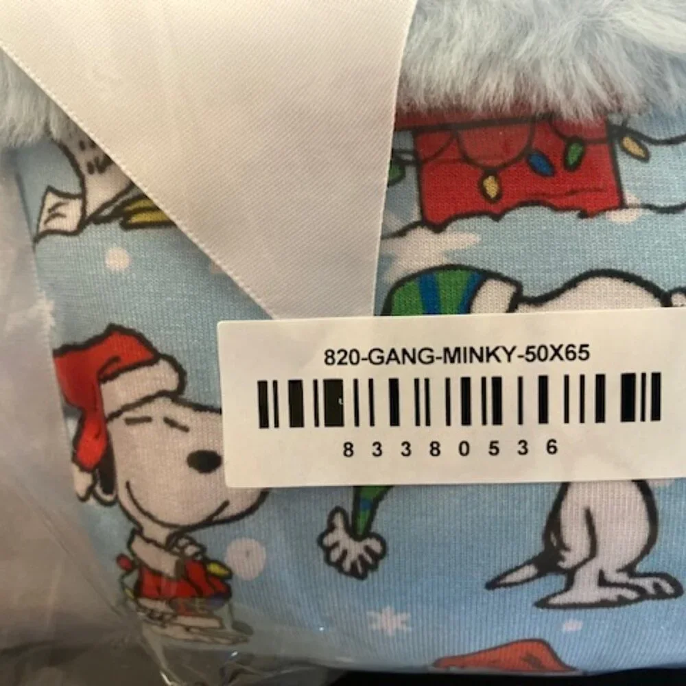 NWT Little Snuggles Christmas Peanuts Snoopy Bamboo Minky Lush Blanket - 50x65